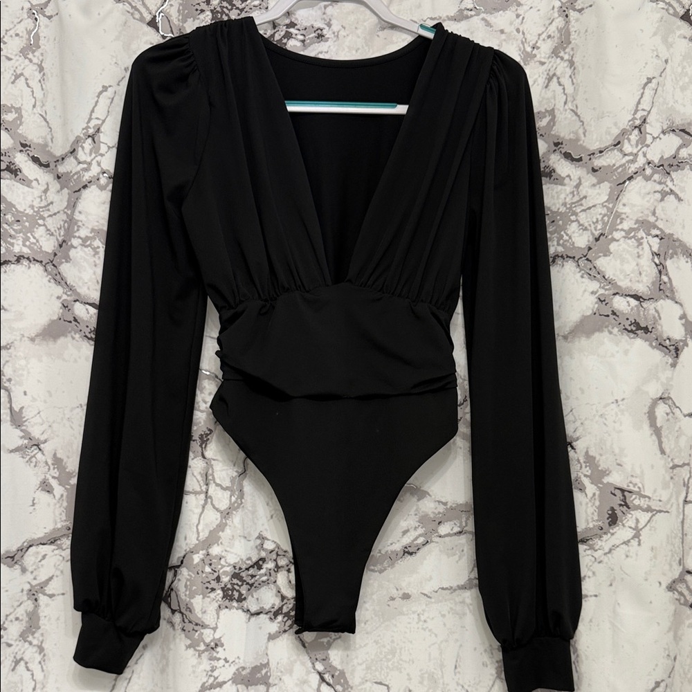 Amazon Black Deep V-Neck Bodysuit